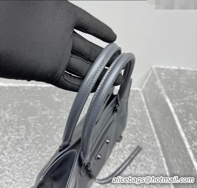 Luxury Discount Balenciaga Le City Tote Bag Small in Arena Storico Lambskin 1029 Grey 2025