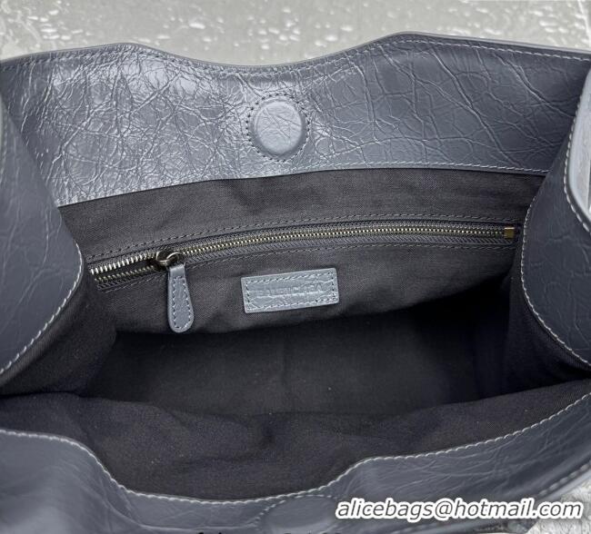 Luxury Discount Balenciaga Le City Tote Bag Small in Arena Storico Lambskin 1029 Grey 2025