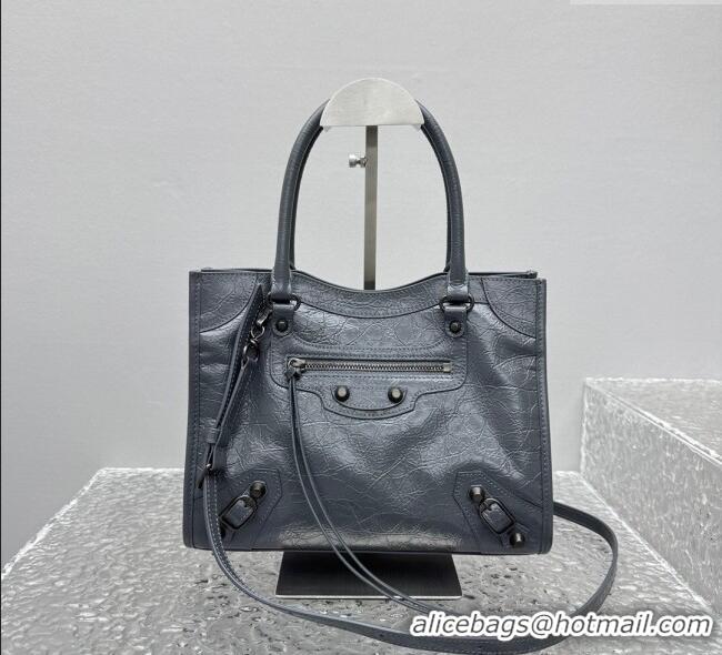 Luxury Discount Balenciaga Le City Tote Bag Small in Arena Storico Lambskin 1029 Grey 2025