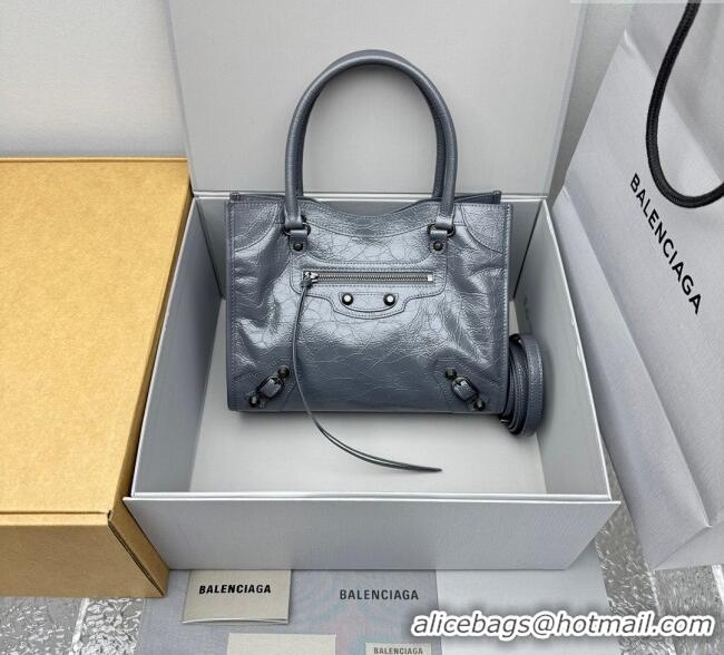 Luxury Discount Balenciaga Le City Tote Bag Small in Arena Storico Lambskin 1029 Grey 2025