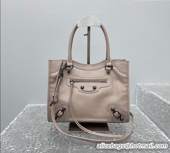 Top Quality Balenciaga Le City Tote Bag Small in Arena Storico Lambskin Sesame 1029 Beige 2025