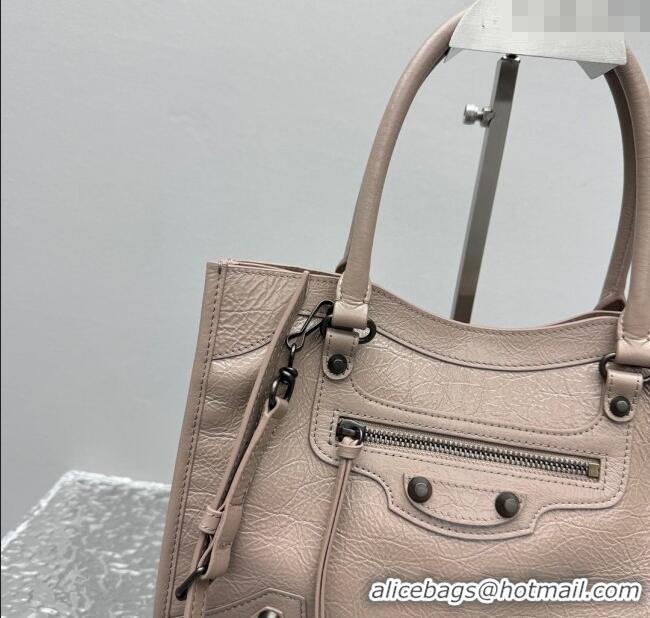 Top Quality Balenciaga Le City Tote Bag Small in Arena Storico Lambskin Sesame 1029 Beige 2025