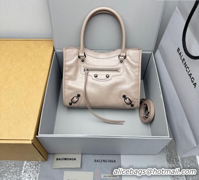 Top Quality Balenciaga Le City Tote Bag Small in Arena Storico Lambskin Sesame 1029 Beige 2025