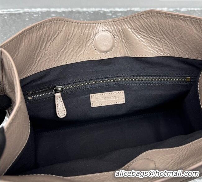 Top Quality Balenciaga Le City Tote Bag Small in Arena Storico Lambskin Sesame 1029 Beige 2025