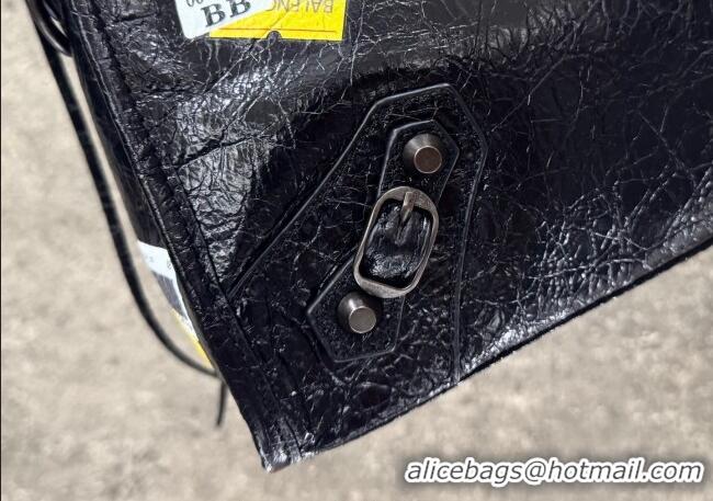 Buy Discount Balenciaga Le City Bag Small in black Arena Storico lambskin with printed stickers B0623 2025