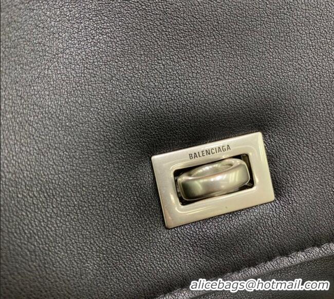 Pretty Style Balenciaga Men's Rodeo Messenger Bag in black smooth calfskin, aged-silver hardware B0116 2025