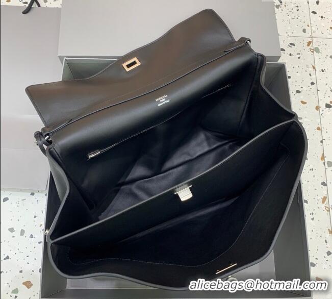 Pretty Style Balenciaga Men's Rodeo Messenger Bag in black smooth calfskin, aged-silver hardware B0116 2025
