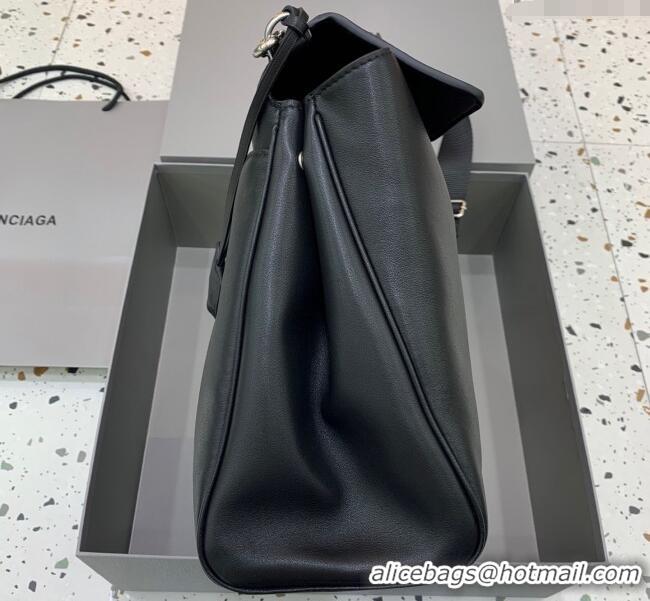 Pretty Style Balenciaga Men's Rodeo Messenger Bag in black smooth calfskin, aged-silver hardware B0116 2025