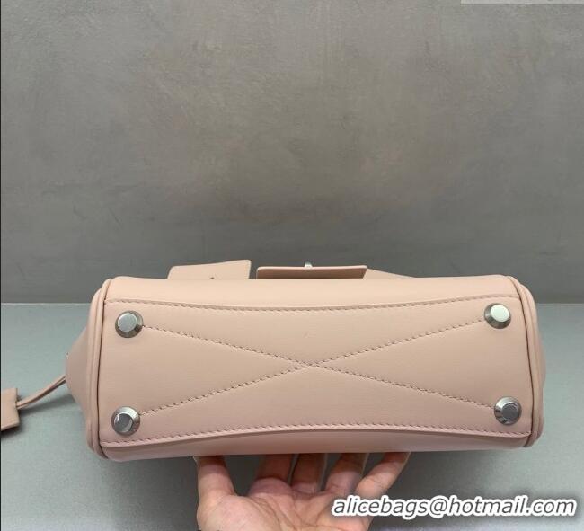 Market Sells Balenciaga Bel Air Carry All Tote Bag Mini in smooth calfskin and aged-silver hardware 11120 Petal Pink 202