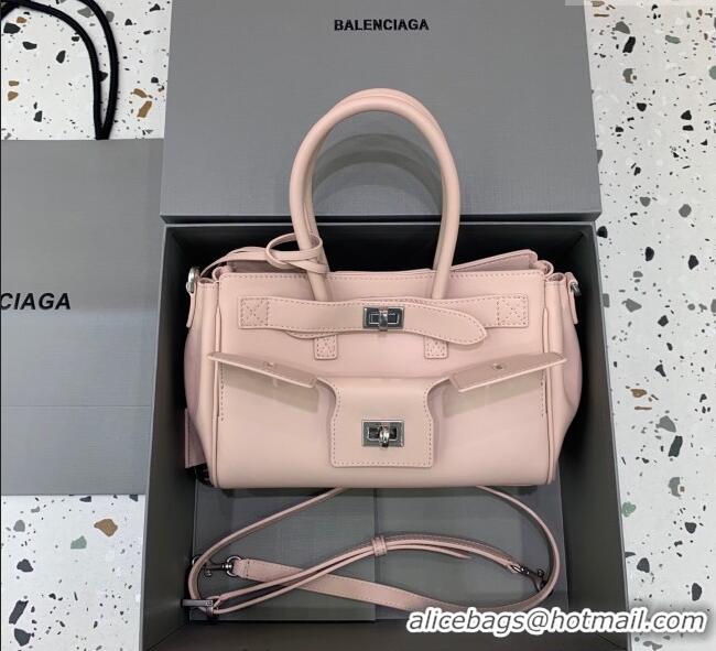 Market Sells Balenciaga Bel Air Carry All Tote Bag Mini in smooth calfskin and aged-silver hardware 11120 Petal Pink 202