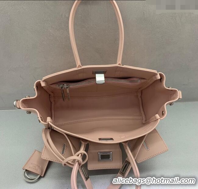 Market Sells Balenciaga Bel Air Carry All Tote Bag Mini in smooth calfskin and aged-silver hardware 11120 Petal Pink 202