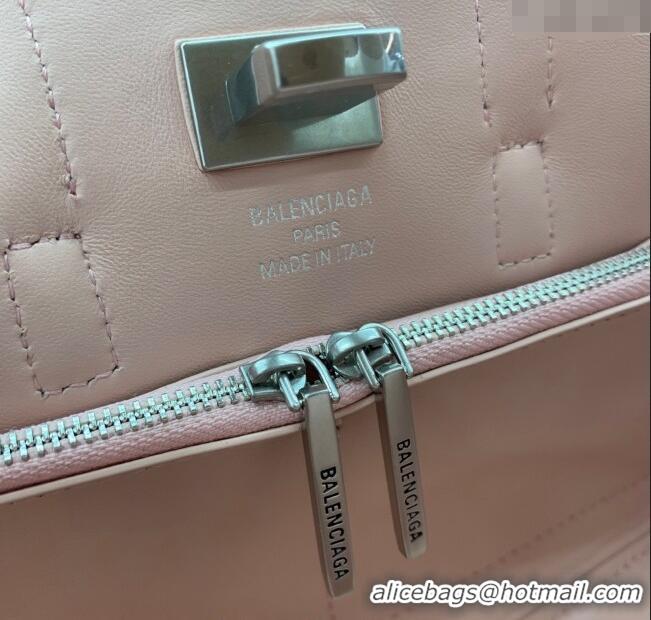 Market Sells Balenciaga Bel Air Carry All Tote Bag Mini in smooth calfskin and aged-silver hardware 11120 Petal Pink 202