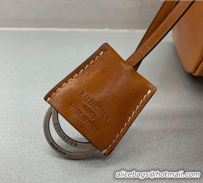 Famous Brand Balenciaga Bel Air Carry All Tote Bag Mini in smooth calfskin, aged-silver hardware 11120 Brown 2025