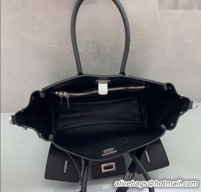 Good Taste Balenciaga Bel Air Carry All Tote Bag Mini in smooth calfskin, aged-silver hardware 11120 Black 2025