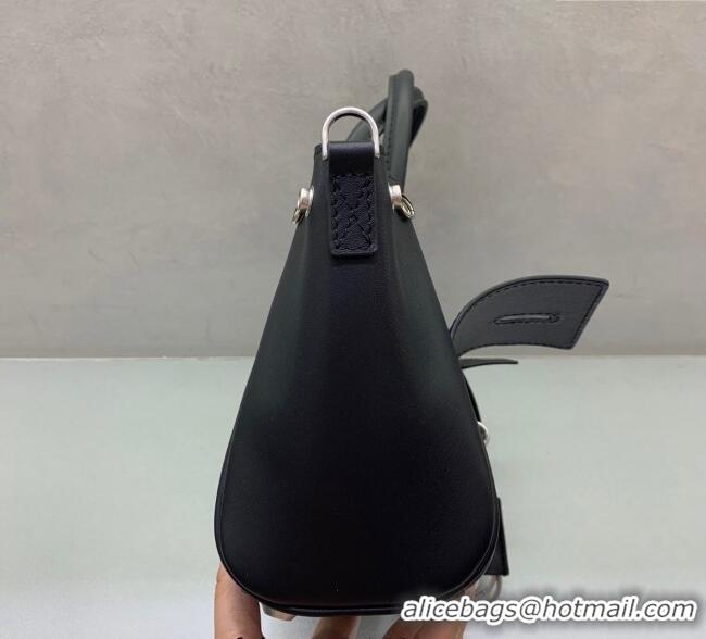 Good Taste Balenciaga Bel Air Carry All Tote Bag Mini in smooth calfskin, aged-silver hardware 11120 Black 2025