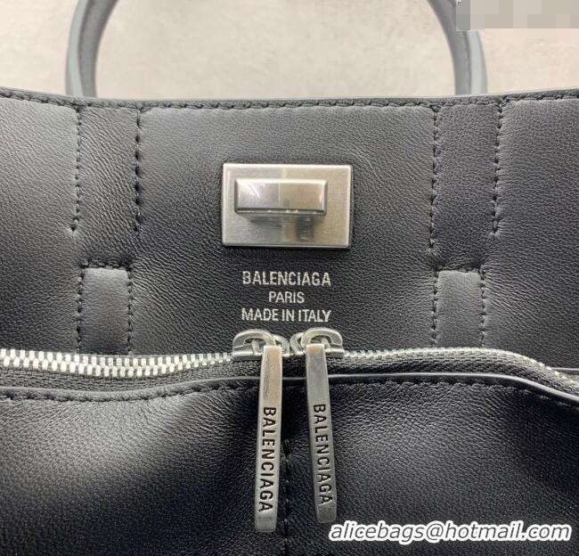 Good Taste Balenciaga Bel Air Carry All Tote Bag Mini in smooth calfskin, aged-silver hardware 11120 Black 2025