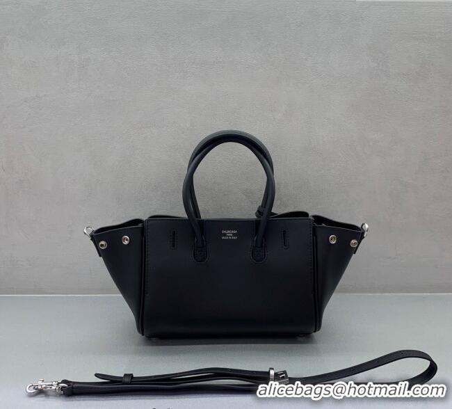 Good Taste Balenciaga Bel Air Carry All Tote Bag Mini in smooth calfskin, aged-silver hardware 11120 Black 2025