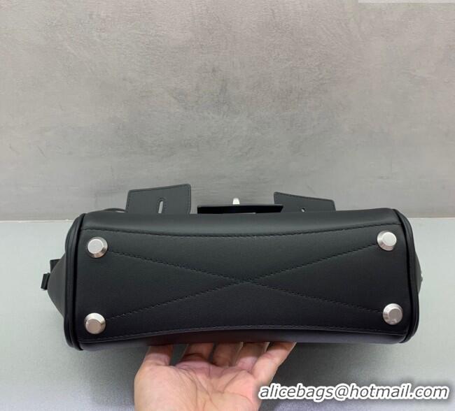 Good Taste Balenciaga Bel Air Carry All Tote Bag Mini in smooth calfskin, aged-silver hardware 11120 Black 2025