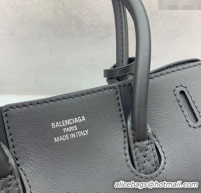 Good Taste Balenciaga Bel Air Carry All Tote Bag Mini in smooth calfskin, aged-silver hardware 11120 Black 2025