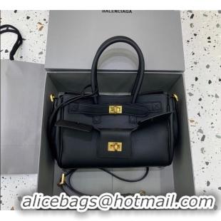 Top Quality Balenciaga Bel Air Carry All Tote Bag Mini in smooth calfskin, aged-gold hardware 11120 Black 2025