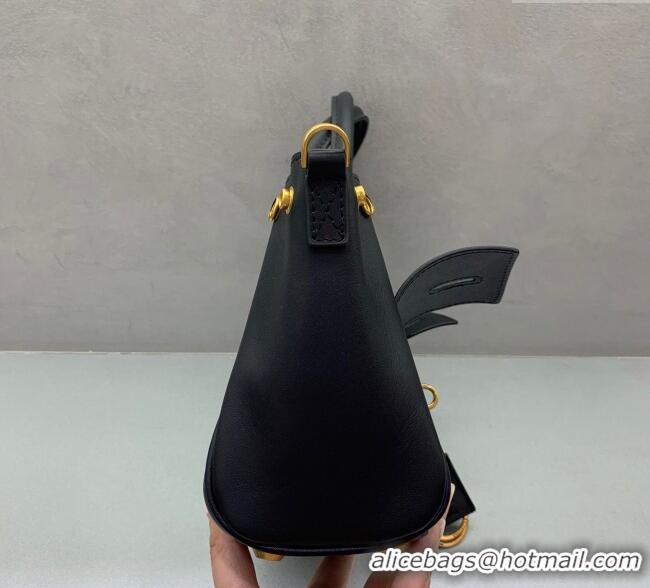 Top Quality Balenciaga Bel Air Carry All Tote Bag Mini in smooth calfskin, aged-gold hardware 11120 Black 2025