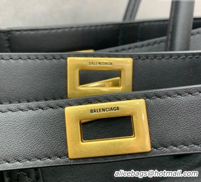 Top Quality Balenciaga Bel Air Carry All Tote Bag Mini in smooth calfskin, aged-gold hardware 11120 Black 2025