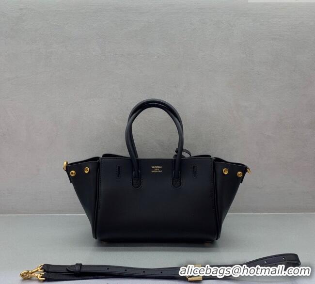 Top Quality Balenciaga Bel Air Carry All Tote Bag Mini in smooth calfskin, aged-gold hardware 11120 Black 2025
