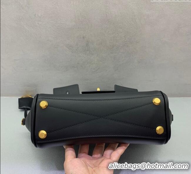 Top Quality Balenciaga Bel Air Carry All Tote Bag Mini in smooth calfskin, aged-gold hardware 11120 Black 2025