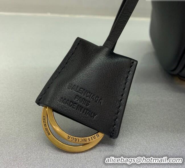 Top Quality Balenciaga Bel Air Carry All Tote Bag Mini in smooth calfskin, aged-gold hardware 11120 Black 2025