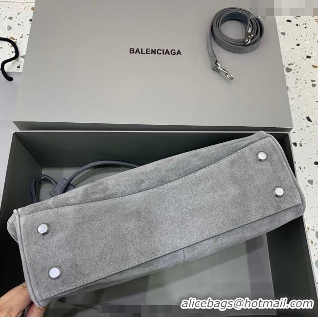 Promotional Balenciaga Rodeo Medium Handbag in suede And aged-silver hardware 78972 Grey 2025