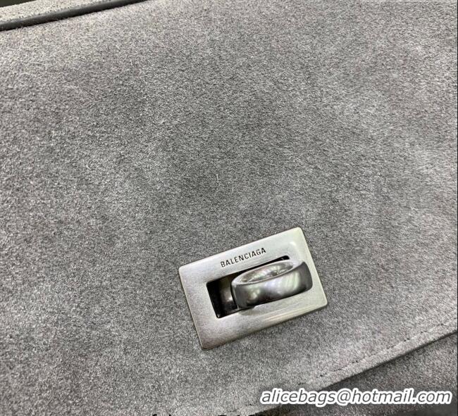 Promotional Balenciaga Rodeo Medium Handbag in suede And aged-silver hardware 78972 Grey 2025