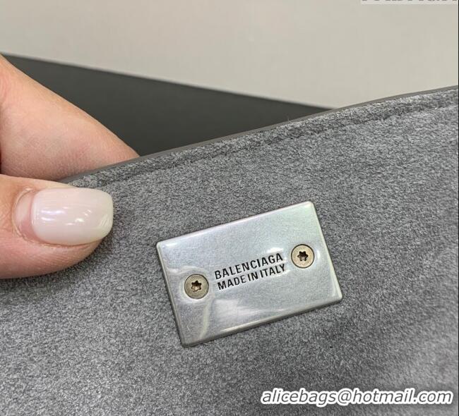 Promotional Balenciaga Rodeo Medium Handbag in suede And aged-silver hardware 78972 Grey 2025