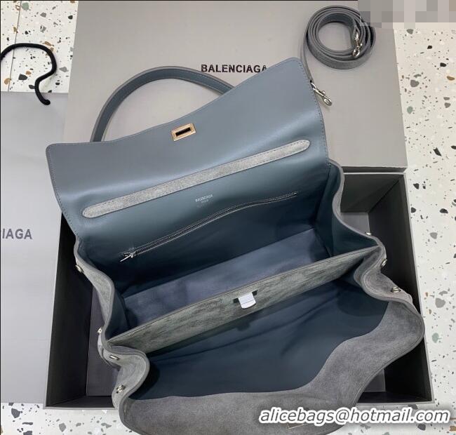 Promotional Balenciaga Rodeo Medium Handbag in suede And aged-silver hardware 78972 Grey 2025