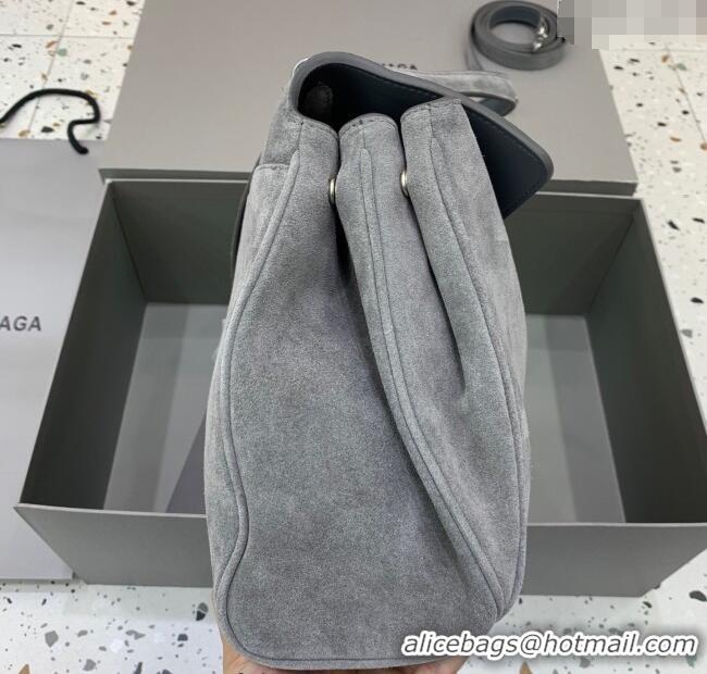 Promotional Balenciaga Rodeo Medium Handbag in suede And aged-silver hardware 78972 Grey 2025