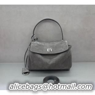 Grade Design Balenciaga Rodeo Small Handbag in suede And aged-silver hardware 78972 Grey 2025