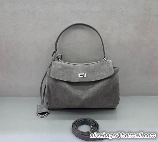 Grade Design Balenciaga Rodeo Small Handbag in suede And aged-silver hardware 78972 Grey 2025