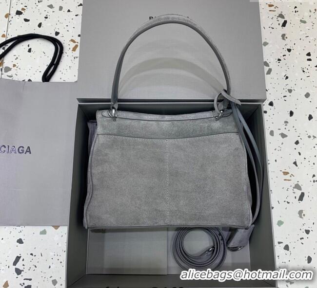 Grade Design Balenciaga Rodeo Small Handbag in suede And aged-silver hardware 78972 Grey 2025