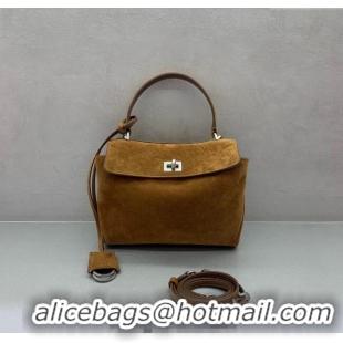 Well Crafted Balenciaga Rodeo Mini Handbag in suede And aged-silver hardware 78972 Camel 2025