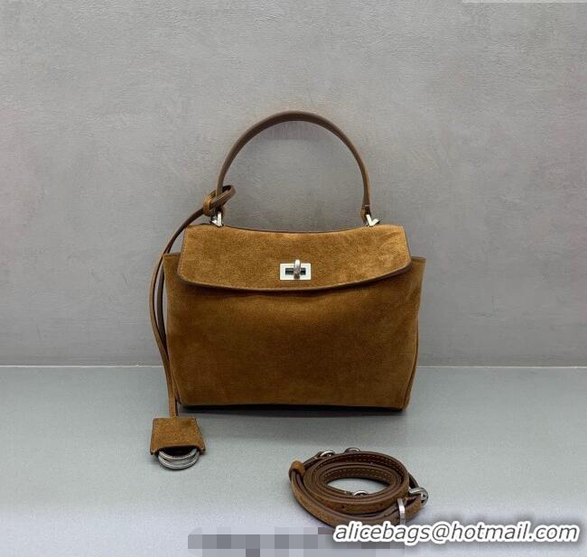 Well Crafted Balenciaga Rodeo Mini Handbag in suede And aged-silver hardware 78972 Camel 2025