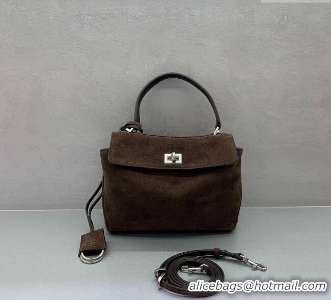 Promotional Balenciaga Rodeo Mini Handbag in suede And aged-silver hardware 78972 Dark Coffee 2025