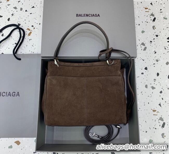 Promotional Balenciaga Rodeo Mini Handbag in suede And aged-silver hardware 78972 Dark Coffee 2025