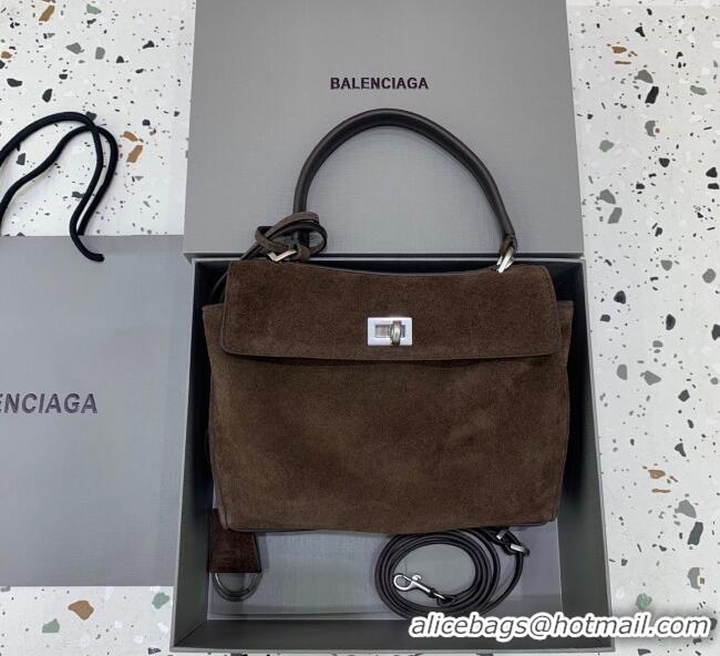 Promotional Balenciaga Rodeo Mini Handbag in suede And aged-silver hardware 78972 Dark Coffee 2025