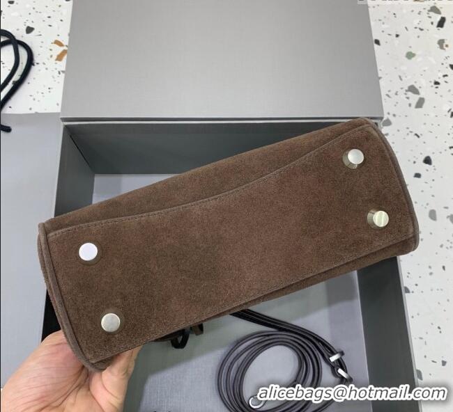 Promotional Balenciaga Rodeo Mini Handbag in suede And aged-silver hardware 78972 Dark Coffee 2025