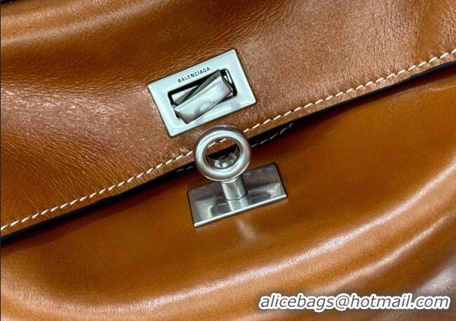 Top Quality Balenciaga Rodeo Mini Handbag in smooth calfskin, aged-silver hardware 78972 tan brown 2025