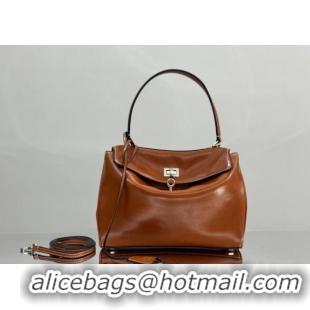 Well Crafted Balenciaga Rodeo Small Handbag in smooth calfskin And aged-silver hardware 78972 tan brown 2025