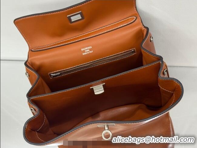 Well Crafted Balenciaga Rodeo Small Handbag in smooth calfskin And aged-silver hardware 78972 tan brown 2025