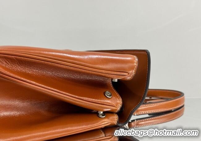 Shop Fashion Balenciaga Rodeo Medium Handbag in smooth calfskin And aged-silver hardware 78972 tan brown 2025