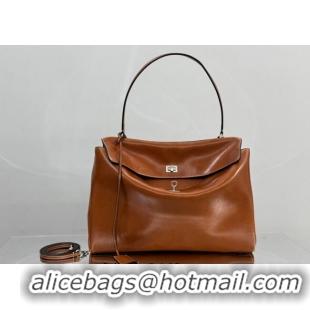 ​Top Design Balenciaga Rodeo Large Handbag in smooth calfskin With aged-silver hardware 78972 tan brown 2025