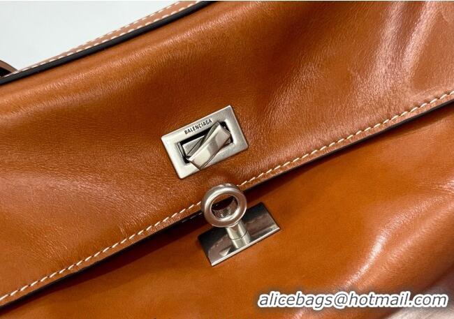 ​Top Design Balenciaga Rodeo Large Handbag in smooth calfskin With aged-silver hardware 78972 tan brown 2025