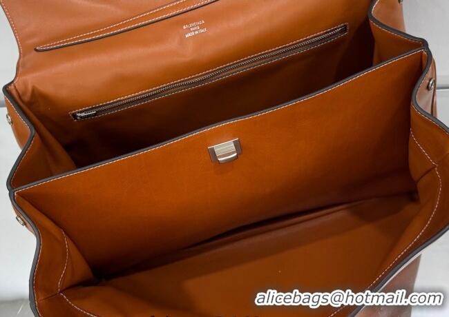 ​Top Design Balenciaga Rodeo Large Handbag in smooth calfskin With aged-silver hardware 78972 tan brown 2025